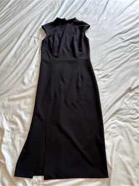Ivanka Trump Black Maxi Dress with Subtle Neckline Detail